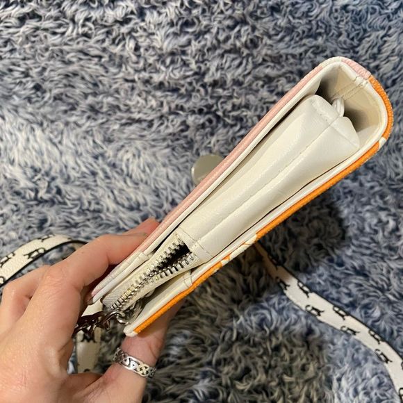 Steve Madden Monogram Pink/ Orange Wallet Chain Crossbody - Picture 8 of 16